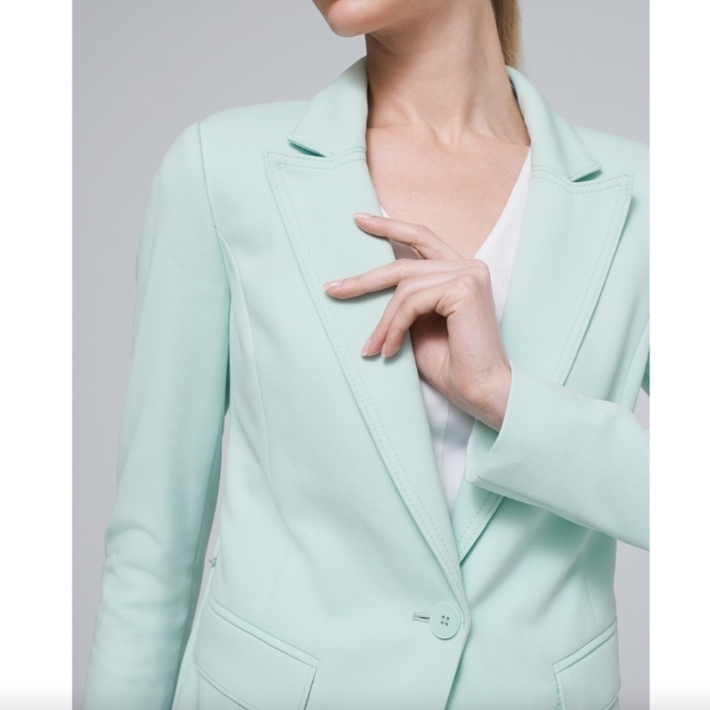White House Black Market Light Blue Soft Blazer With Removable Belt - Picture 2 of 9